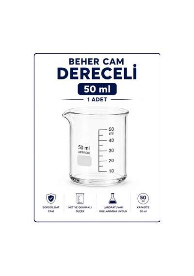 Beher Cam Dereceli 50 Ml 1 Adet