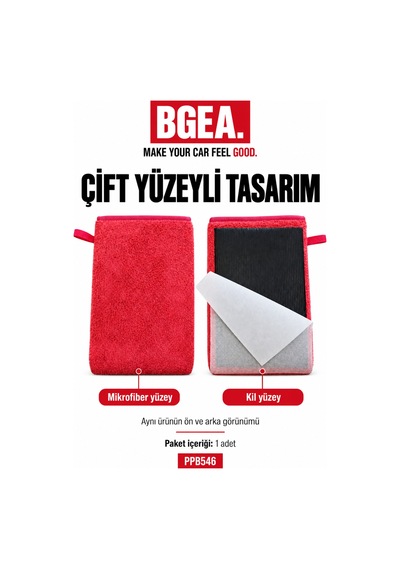 Bgea Premium Kil Eldiveni 140x233 Mm Mikrofiber Ve Kil Yüzeyli Araç Bakım Eldiveni
