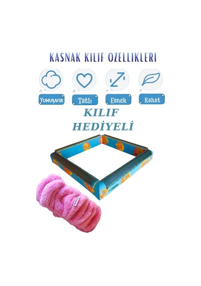 Mavi Çiçekli 30x30 Cm Kombinasyon Özellikli Punch Ve Tüm Nakışlara Uygun İğneli/telli Ahşap Kasnak Kılıf Hediye
