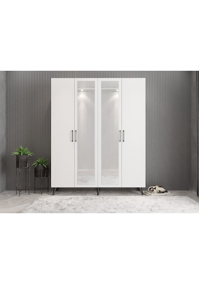 Açelya Portmanto Vestiyer Füme Beyaz - M2 140cm Montaj Dahil