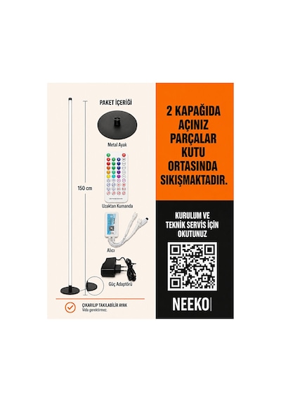 Neeko Glow Akllı Lambader Sese Ve Müziğe Duyarlı Telefon Ve Kumanda Oda Aydınlatma Sistemi Pro Model Tekli