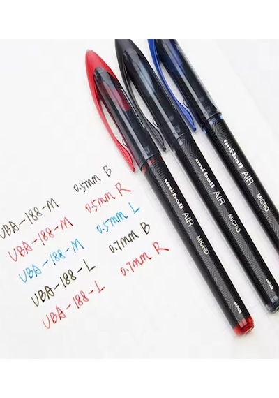 Mavi Siyah Kırmızı Pilot Kalem 3 Adet Uniball Air Mikro 0.5 Mm Roller Pilot Kalem Uba-188-m Roller Uçlu Likit Mürekkep Mavi