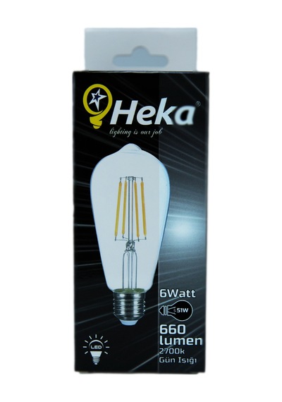 Heka 6W 230V 2700K E27 ST64 Led Flamanlı Rustik Ampul