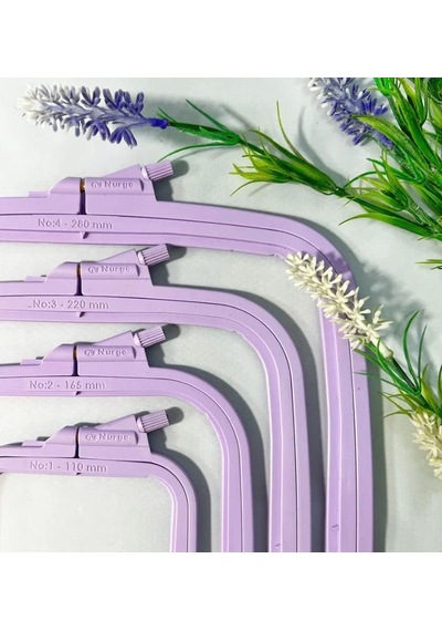 Lila Plastik Kare Nakış Kasnağı, Çapraz Dikiş Çemberleri, Zımba İğnesi Halkası 4 Parça Set