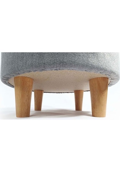 M-pets Round Elevated Ahşap Ayaklı Kedi Yatağı Gri 47x47x26 Cm 244-54029.01