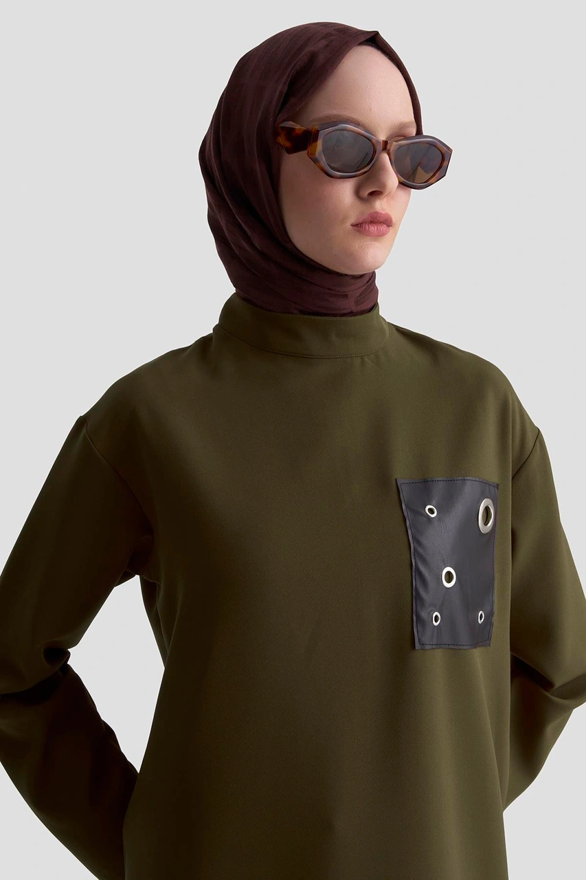 Armine Trend Deri Ve Kuşgözü Detaylı Tunik Yağ Yeşili 25kt438 Yağ Yeşili Armine Trend Deri Ve Kuşgözü Detaylı Tunik Yağ Yeşili 25kt438 Yağ Yeşili