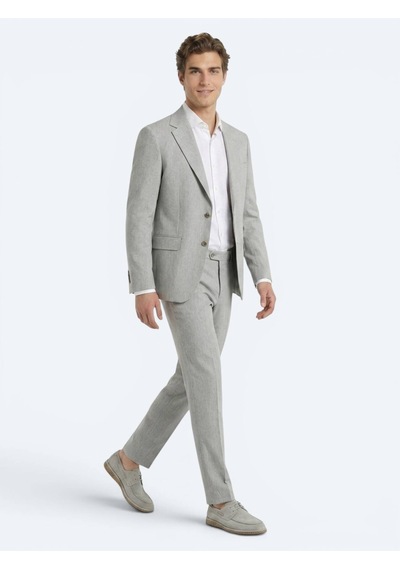 Kip Mavi Desenli Modern Fit Çevre Dostu Keten Karışımlı Takım Elbise Kip Mavi Desenli Modern Fit Çevre Dostu Keten Karışımlı Takım Elbise