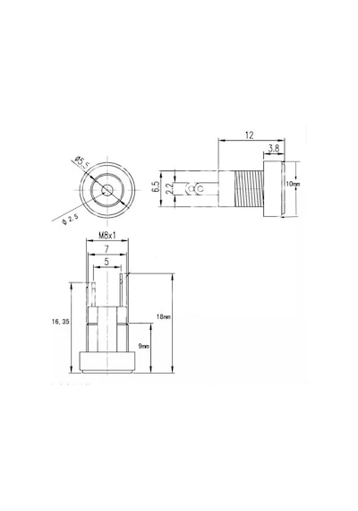 Mr-258b-1 Dc Şase 2,1mm Yuvarlak 8mm 5.5x2.1mm