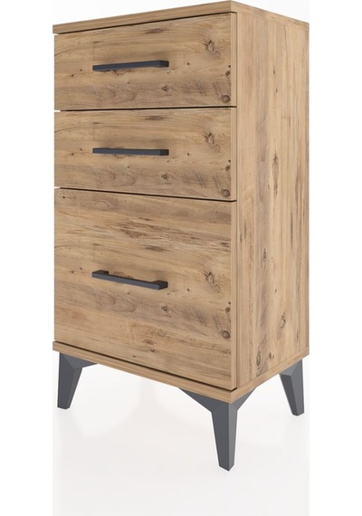Arges Komodin 3 Çekmeceli 44x30x80 Çam-çam Çam