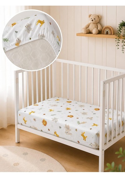 Aras Bebe Müslin Lastikli Bebek Çarşafı 60x120 CM - Animal
