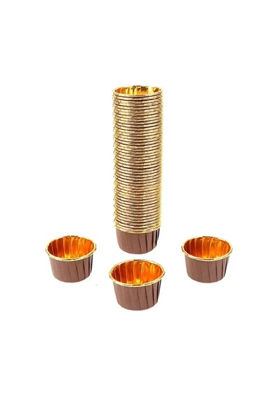 Metalik Kahverengi Gold Renk Muffin Cupcake Kek Kalıbı 25'li Çok Renkli