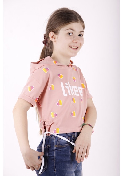 Toontoy Kids Toontoy Kız Çocuk Likee Baskılı Kapüşonlu Tişört Somon Toontoy Kids Toontoy Kız Çocuk Likee Baskılı Kapüşonlu Tişört Somon