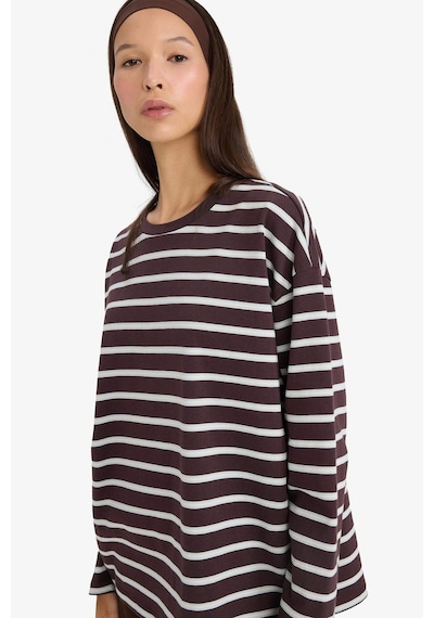 Defacto Loose Fit Bisiklet Yaka Sweatshirt F7758ax25aubn338 Kahve-bn338