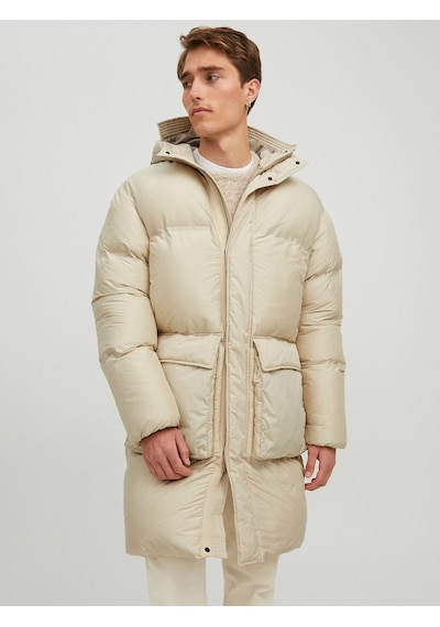 Jack & Jones Jack&jones Oversize Kapüşonlu Uzun Erkek Kışlık Mont - Minimalist Bej