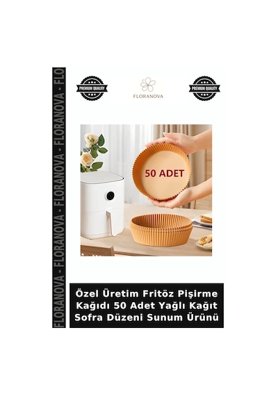 Özel Üretim Fritöz Pişirme Kağıdı 50 Adet Yağlı Kağıt Sofra Düzeni Sunum Ürünü Belirtilmemiş