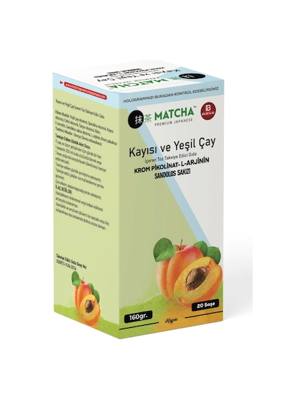 Bilge Matcha Premium Japenese Kayısı ve Yeşil Çay İçeren Toz Takviye Edici Gıda 20 x 8 G
