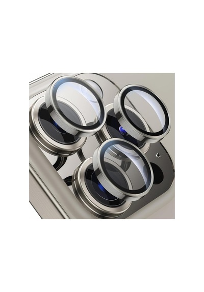 Apple Uyumlu iPhone 15 Pro Max Raze Metal Kamera Lens Koruyucu Gri