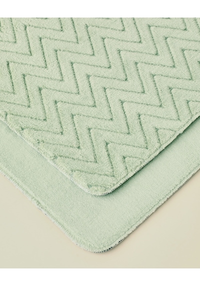 Zigzag Line Kaydırmaz Taban Banyo Paspası Seti 60x100 Cm + 50x60 Cm Yeşil