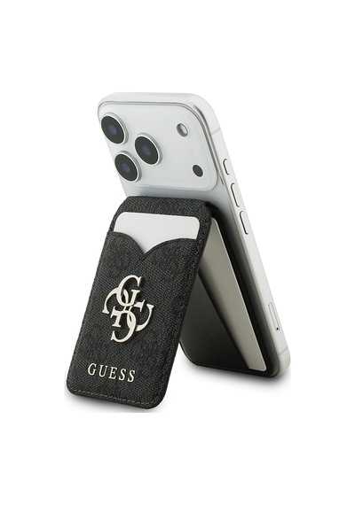 Guess Aynalı Magnetik Kartlık Metal Büyük 4g Logolu Ve Standlı Siyah
