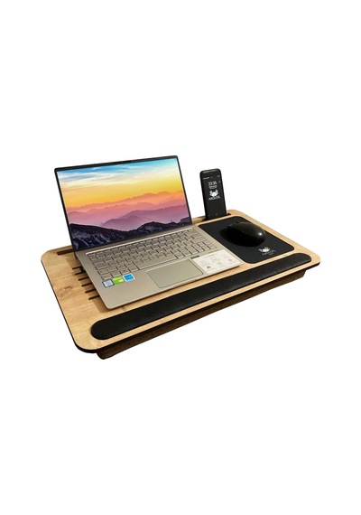 Supply Telefon Ve Tablet Bölmeli Minderli Laptop Sehpası Notebook Bilgisayar Çalışma Masası Tek Renk