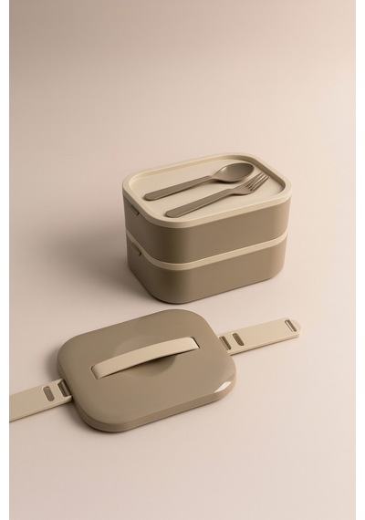 Tier - 2 Katlı Sızdırmaz Kapaklı Lunchbox 1000 Ml Gri