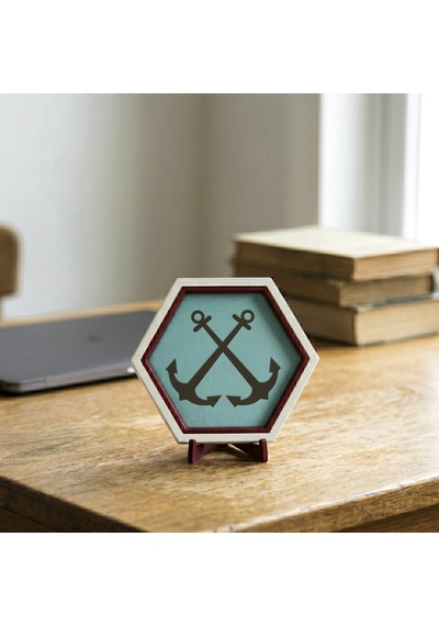 Denizi Sevenler İçin Çapa Tasarımlı Minimal 10x10 Cm Dekoratif Obje, Yaşam Alanınıza Özel Aksesuar
