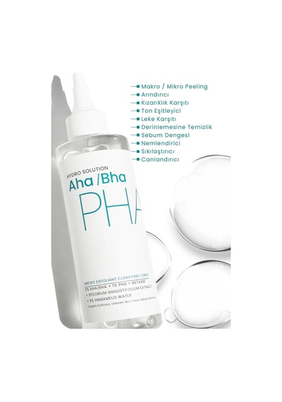 Hydro Solutıon Aha/bha Ve Pha Mikro Peeling Temizleyici Cilt Tonu Eşitleyici Tonik 200 Ml