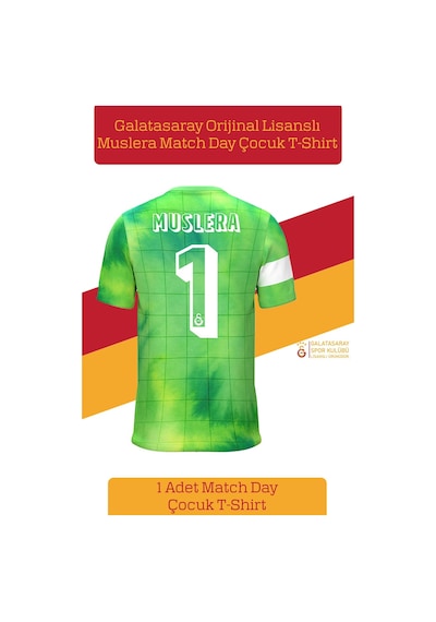 Gsstore Galatasaray Lisanslı Muslera Match Day Çocuk T-shirt Kişiye Özel Ahşap Kutulu Yeşil