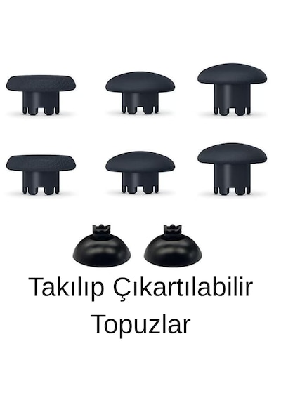 Ps5 Edge Uyumlu Profesyonel 6'sı 1 Arada Değiştirilebilir Analog Topuz Seti - Farklı Boyut Ve Yüzey Seçenekli Joystik Mantar Başlık Siyah
