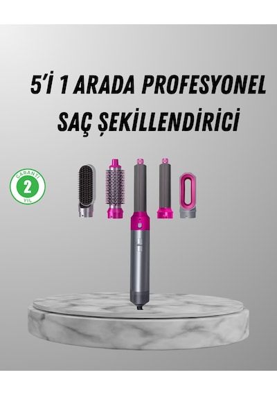 5 İ 1 Arada Saç Şekillendirici Set Kuaför Düzeyinde Performans Ve Ergonomik Tasarım Düz Renkli