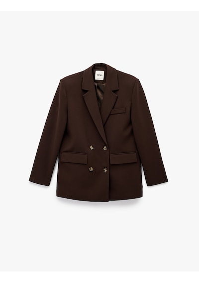 Koton Cepli Uzun Kollu Düğmeli Kruvaze Oversize Blazer Ceket Kahverengi 6wak50074pw Kahve