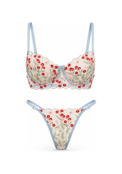 Capella By P Flora Çiçekli Mavi Desteksiz Bralet Takım Mavi - 909099802 Mavi