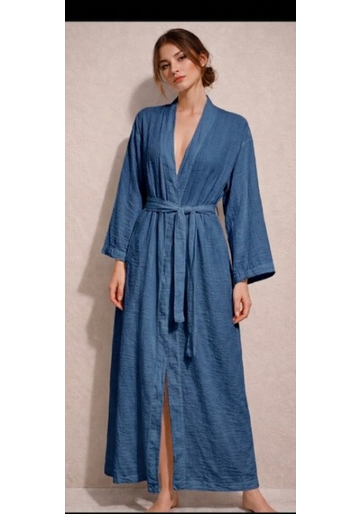 Estewomanfashion Müslin %100 Pamuk Kimono & Kaftan Koyu İndigo