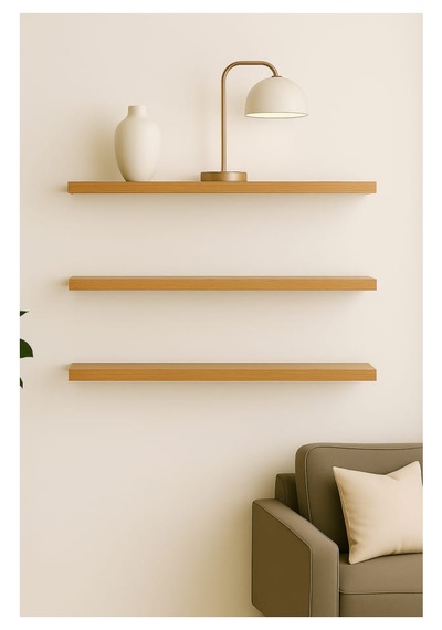 Yankı-byeg 50 Cm 3lü Safir Meşe Mdf Uçan Duvar Rafı Gizli Bağlant