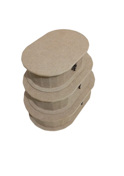 Mdf 3'lü Oval Kutu Seti