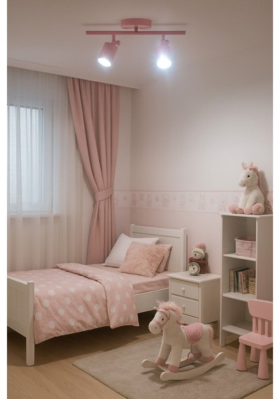 Spoti 2'li Pembe Renk Beyaz Işık Modern Tasarım Cafe - Mutf...