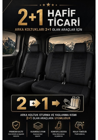 Opel Combo C Phantom Siyah Kırmızı Tüyü Ticari 2+1 Oto Koltuk Kılıfı Tam Set -ortopedik-kolay Montaj-terletmez 2002 - 2011