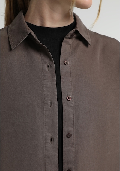 Colin's Colins Boyfriend Fit Shirt Neck Düz Kadın Kahverengi Uzun Kol Gömlek Cl1082412 Q1.v2 Brw