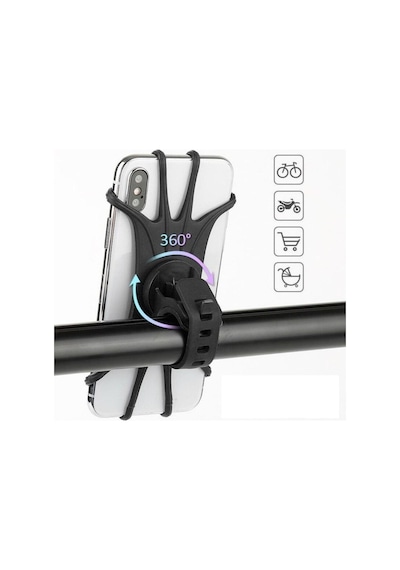 Bisiklet Telefon Tutucu Bike Holder Esnek 4.5-6 İnç Destekler Siyah
