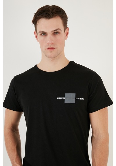 Buratti Bisiklet Yaka Pamuklu Slim Fit Erkek T Shirt 541There Siyah