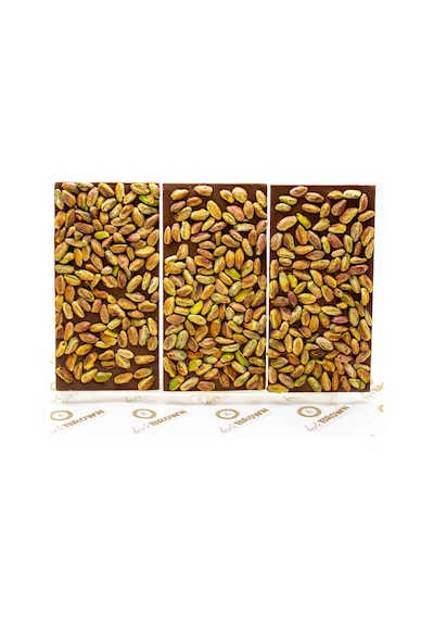 Dark Brown Antep Fıstıklı Sütlü Tablet Çikolata El Yapımı Gerçek Bar Çikolata 3 x 100 G