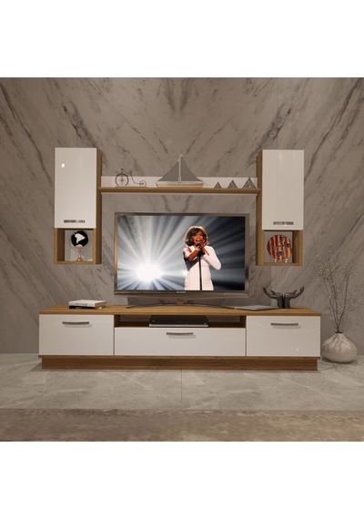 Decoraktiv Trendstyle 5da Mdf Tv Ünitesi Tv Sehpası - Pera Beyaz Meşe - Beyaz