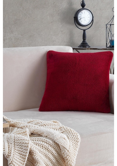 Maisonart Sofa 1 Adet Kırmızı Renk Welsoft Kırlent Kılıfı Yastık Kılıfı 44x44 Cm