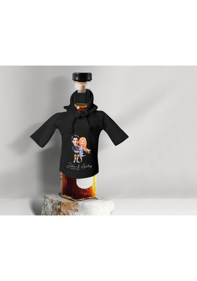 Bk Gift Kişiye Özel Sevgililer Karikatürlü Mini Siyah İçki Şişesi Tişörtü , Ev Bar Dekoru, Viski, Şarap, Votka, Rakı Şişesi Tişörtü, Ev Barı-20