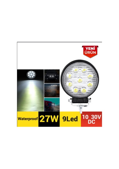 Led Far Yuvarlak 9 Led 27 Watt Siyah 3010506