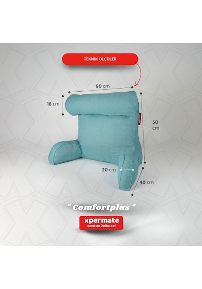 Xpermate TV Yastığı Kollu Okuma Yastığı Sırt Destek Yastığı Yatakta Oturma Kitap Okuma Yastığı Mavi
