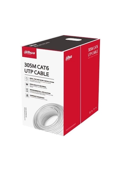 Dahua 305metre Cat6 Utp 24awg Beyaz Saf Bakır Kablo Halojen Free Dh-pfm923ı-6un-c