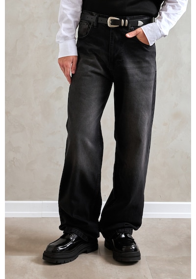 Erkek Ekstra Baggy Jean Pantolon Antrasit