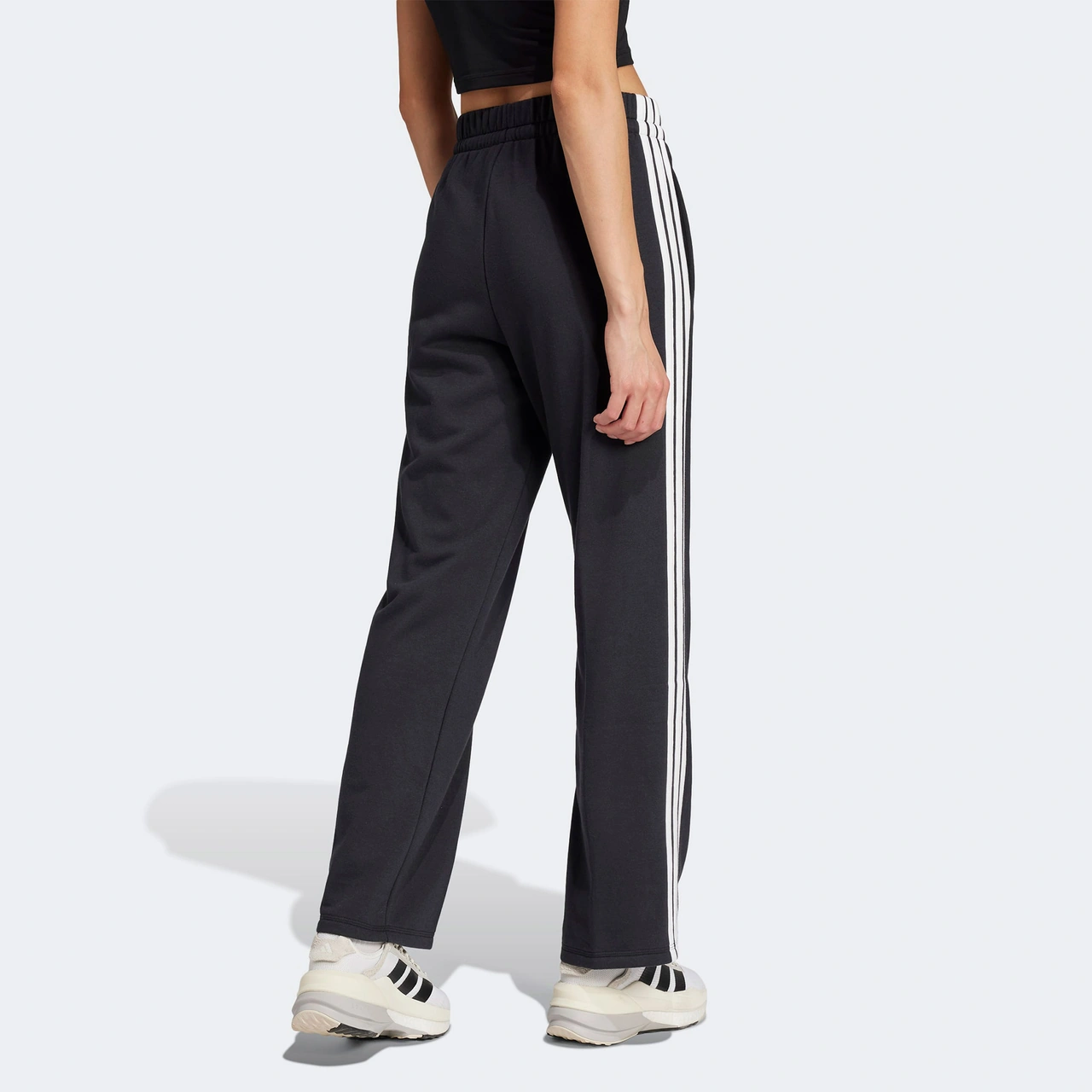 Adidas Essentials 3 Stripes Open Hem French Terry Kadın Siyah Eşofman Altı Jw7182 Siyah