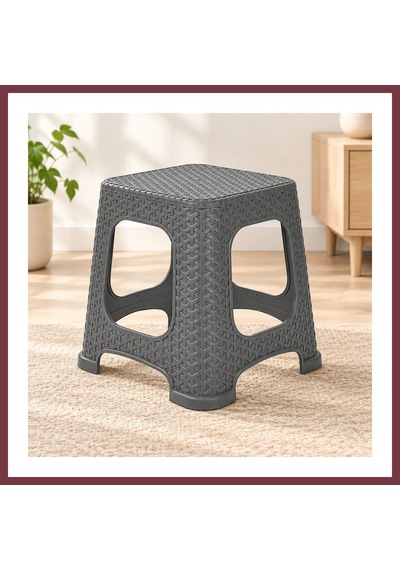 Storeşahin Antrasit Küçük Rattan Tabure Shn0720